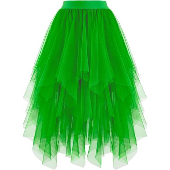 Women's Tulle Skirts High Low Green - Picture 1 of 4